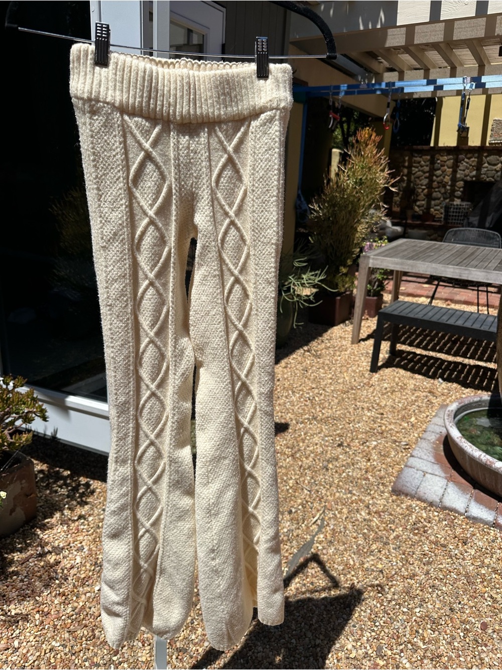 Edikted Cream Cable Knit Flared matching set